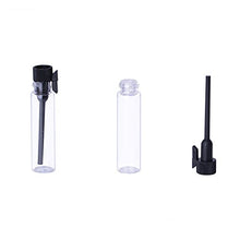 Load image into Gallery viewer, Enslz 100PCS Perfume Samples Mini Bottles with Black Lid Empty Glass Vials Dropper Bottle for Travel and Party (3ml)