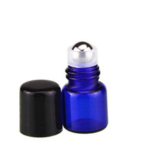 Load image into Gallery viewer, Pack of 50,1ml (1/4 Dram) Glass Roll on Bottle Mixed Color Sample Test Roller Essential Oil Vials Stainless Steel Roller Balls With Black Cap For Aromatherapy,Perfume Oils-Pipette included