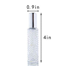 Load image into Gallery viewer, YU FENG 12pcs Engraved Taj Mahal Style Clear Glass Atomizer Spray Bottles Empty Refillable for Perfume Essential Oil,Packed with Funnels Pipettes Dispensers