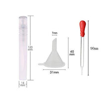 Load image into Gallery viewer, 36Pcs Mini 10ml Clear Atomizer Sprayer Plastic Spray Bottle Refillable Tube Perfume Empty Sample Bottles Mist Spray Bottle,Two Plastic Funnels&Two Glass Droppers for Travel Party Portable Makeup Tool