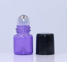 Load image into Gallery viewer, Wresty 60 Pcs Roll on Glass Bottle 1ml Mini Purple Glass Roller Ball Bottles Refillable Empty Sample Vials Essential Oil Perfumes Aromatherapy Roller Bottles,with Opener and Droppers