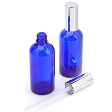 Load image into Gallery viewer, Foraineam 9 Pack 100ml / 3.4 oz. Blue Glass Spray Bottles with Atomizer Refillable Fine Mist Spray Bottle Containers for Perfume, Essential Oils, Cleaning Products