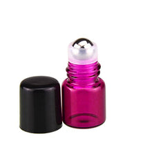 Load image into Gallery viewer, Pack of 50,1ml (1/4 Dram) Glass Roll on Bottle Mixed Color Sample Test Roller Essential Oil Vials Stainless Steel Roller Balls With Black Cap For Aromatherapy,Perfume Oils-Pipette included