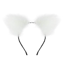 Load image into Gallery viewer, Siamrose 3Pcs/Set Pure Puffy Arctic Fox Tail Plß?Ñg C??splß?íy Set with White Fox Hair Hoop PU Laser Cß?ìllar for Women B?ôgin??er Idea for Gift (Size : Small)