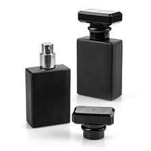 Load image into Gallery viewer, Foraineam 8 Pack 30ml / 1 oz. Black Refillable Perfume Bottles, Portable Square Empty Glass Perfume Atomizer Bottle with Spray Applicator