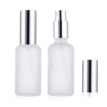 Load image into Gallery viewer, Bekith 16 Pack 2oz Glass Spray Bottles, Frosted Empty Perfume Atomizer, Refillable Fine Mist Spray for Essential Oils, Cleaning Products, Silver Sprayer