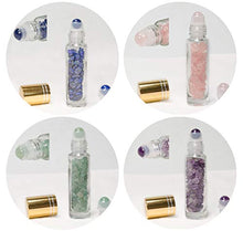 Load image into Gallery viewer, Yippee 7 pcs 10 ml Crystal Essential Oil Roller Bottles Set With Natural Healing Crystal Gemstone Chips Roll On Balls Empty Perfume Glass Bottles Kit