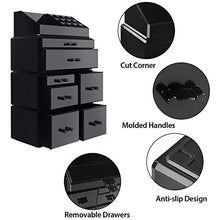 Load image into Gallery viewer, InnSweet Makeup Organizer Acrylic Cosmetic Storage Drawers and Jewelry Display Box, 4 Pieces Makeup Holders, Black