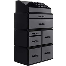 Load image into Gallery viewer, InnSweet Makeup Organizer Acrylic Cosmetic Storage Drawers and Jewelry Display Box, 4 Pieces Makeup Holders, Black