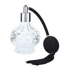 Load image into Gallery viewer, Glass Refillable Vintage Perfume Bottle with Black Bulb & Tassel Atomizer Sprayer - 2.70oz/80ml