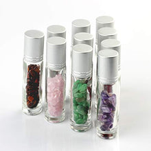 Load image into Gallery viewer, Natural Gemstones 10ML Essential Oil Roller Bottles Clear Glass Roll-on Bottles Gemstone Perfume Sample Vials with Crystal Stone Roller Balls & Healing Crystal Chips Inside 10PACK