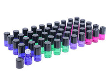 Load image into Gallery viewer, Pack of 50,1ml (1/4 Dram) Glass Roll on Bottle Mixed Color Sample Test Roller Essential Oil Vials Stainless Steel Roller Balls With Black Cap For Aromatherapy,Perfume Oils-Pipette included