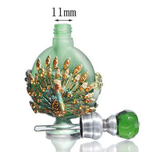 Load image into Gallery viewer, Waltz&F Peacock Frosted Glass Vintage Perfume Bottle Empty Refillable Essential Oil Bottle 10ml (green)