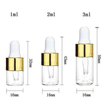 Load image into Gallery viewer, ConStore 100pcs Clear Glass Dropper Bottle Mini Perfume Essential Oil Bottles with Glass Eye Dropper Empty Sample Vial Jar Refillable Cosmetic Containers+3 Dropper+1 Funnel (1ml)