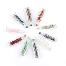 Load image into Gallery viewer, Natural Gemstones 10ML Essential Oil Roller Bottles Clear Glass Roll-on Bottles Gemstone Perfume Sample Vials with Crystal Stone Roller Balls & Healing Crystal Chips Inside 10PACK