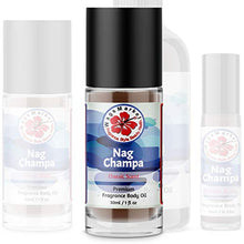 Load image into Gallery viewer, WagsMarket - Nag Champa Perfume Oil, from 0.33oz Roll On to 4oz Glass Bottle (1oz Roll-On)