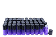Load image into Gallery viewer, Wresty Roller Glass Bottles,50 Packs 2ml Purple Roller Ball Bottles Empty Mini Roll-on Glass Bottles Vials For Essential Oil Perfumes Aromatherapy,With opener and dropper