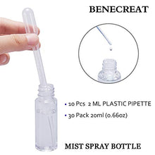 Load image into Gallery viewer, BENECREAT 30 Pack 20ml Plastic Fine Mist Spray Bottles with 10 Pack Plastic Pipettes for Perfume, Essential Oils