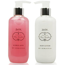 Load image into Gallery viewer, Bath And Body Gift Set with Rose Garden Scent For Women - Spa Bath Kit & Bath Gift Basket Birthday Gift includes Body Lotion, Bubble Bath, Body Scrub, Bath Puff, Bath Salt & Butter
