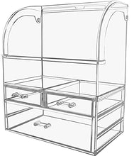 Load image into Gallery viewer, Cosmetics Organizer, Large Acrylic Storage Organizers and Makeup with Lid Cosmetic Storage Drawers, Dust Water Proof Skincare Box for Bathroom Counter Dresser, Brush Lipstick Perfume, High Transparent