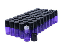 Load image into Gallery viewer, Wresty Roller Glass Bottles,50 Packs 2ml Purple Roller Ball Bottles Empty Mini Roll-on Glass Bottles Vials For Essential Oil Perfumes Aromatherapy,With opener and dropper