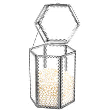 Load image into Gallery viewer, Stunning Silver Large Mirrored Makeup Brush Holder, Glass Brushholder Storage Box with Lid/Dust Free Eyeliner Lipstick Pencils/Perfume Display Vanity Dresser Decor