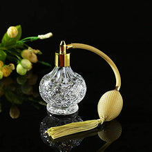 Load image into Gallery viewer, H&D Charming Clear Checked Carved Glass Empty Refillable Perfume Bottle with Spray Atomizer