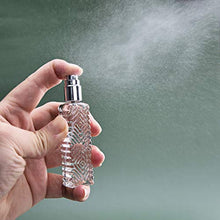 Load image into Gallery viewer, YU FENG 12pcs Engraved Taj Mahal Style Clear Glass Atomizer Spray Bottles Empty Refillable for Perfume Essential Oil,Packed with Funnels Pipettes Dispensers