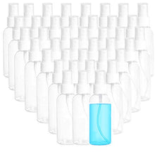 Load image into Gallery viewer, 2.7oz 40 Pack Fine Mist Clear Spray Bottles Refillable & Reusable Empty Plastic Travel Bottle for Essential Oils, Travel, Perfumes (80ml-40pcs, Clear)
