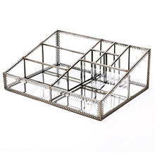 Load image into Gallery viewer, Hersoo Antique Brass Mirror Glass 6-Compartment Perfume Tray for Dresser/Bathroom Organizer Countertop/Mirror Vanity Tray/Perfume Rack Organizer/Cosmetics Organizer