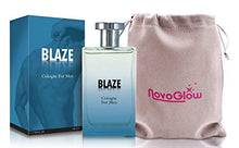 Load image into Gallery viewer, Blaze Eau de Parfum Cologne for Men With Luxurious Suede NovoGlow Pouch - Marine Breeze, Sandalwood And Sensual Musk Wood Notes?Çô 100ml ?Çô 3.4 oz ?Çô Great Gift For Men