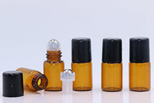 Load image into Gallery viewer, Pinklife Amber Glass Roller Bottles 50 Packs Mini 2ml Glass Roll on Bottle Essential Oils Bottles Aromatherapy Perfumes Metal Rollerball Bottles,Includes 1 Opener,2 droppers