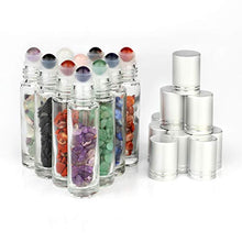 Load image into Gallery viewer, Natural Gemstones 10ML Essential Oil Roller Bottles Clear Glass Roll-on Bottles Gemstone Perfume Sample Vials with Crystal Stone Roller Balls & Healing Crystal Chips Inside 10PACK