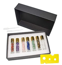 Load image into Gallery viewer, Yippee 7 pcs 10 ml Crystal Essential Oil Roller Bottles Set With Natural Healing Crystal Gemstone Chips Roll On Balls Empty Perfume Glass Bottles Kit
