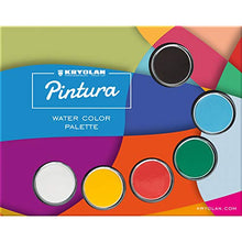 Load image into Gallery viewer, Kryolan Pintura Water Color Makeup Palette incl. Brush & Sponge, 6 Colors, Washable, Vegan, No Perfume, No Parabens, Gluten Free - Ideal for Face & Body Painting, Children, Party and Halloween