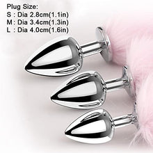 Load image into Gallery viewer, Siamrose 3Pcs/Set Pure Puffy Arctic Fox Tail Plß?Ñg C??splß?íy Set with White Fox Hair Hoop PU Laser Cß?ìllar for Women B?ôgin??er Idea for Gift (Size : Small)