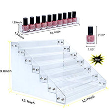 Load image into Gallery viewer, Velidy Multi-Level Nail Polishes Organizer Lipstick Holder Acrylic Display Case Shelves Perfume Spray Bottles Storage Stand Makeup Brochure Tabletop Display Stand Store Shop Rack Shelf (7 Tiers)