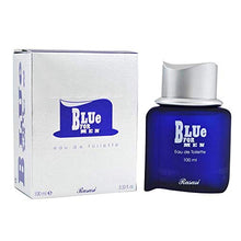 Load image into Gallery viewer, Blue for Men EDT - Eau De Toilette 100ML (3.4 oz) | Aquatic Pour Homme Spray | Unique Refreshing Mint and Citrus Notes with warm Woody notes | Attractive Bottle | by RASASI Perfumes