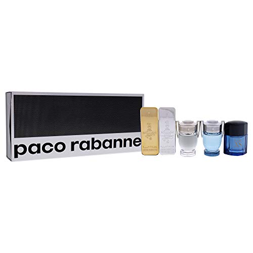 Paco Rabanne 5 Pc Mini Set, Eau De Toillete, Travel Edition For Men, 5ml.17  oz. 1 Million, 1 Million Lucky, Invictus, Invictus Aqua, Pure XS