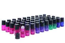 Load image into Gallery viewer, Pack of 50,2ml (5/8 Dram) Glass Roll on Bottle Mixed Color Sample Test Roller Essential Oil Vials Stainless Steel Roller Balls With Black Cap For Aromatherapy,Perfume Oils-Pipette included