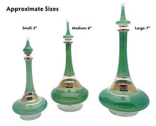 Load image into Gallery viewer, Discoveries Egyptian Imports - Handmade Genie Bottle, Made in Egypt and Packaged in Decorative Hieroglyphic Box - Green - 6"