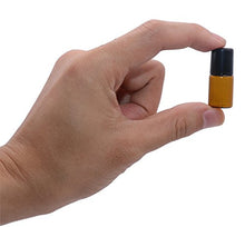 Load image into Gallery viewer, Wresty 2ml(5/8 Dram) Amber Roller Bottles 50 Pcs Mini Glass Roll on Bottles Refillable Essential Oil Roller Bottles Perfume Metal Rollerball Bottles,1 Opener,2 Dropper