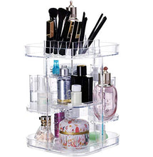Load image into Gallery viewer, UEK Makeup Organizer, 360 Rotating Adjustable Acrylic Clear Cosmetic Countertop Storage, Large Capacity Crystal Display Stand Box for Lipsticks, Lotion, Perfumes