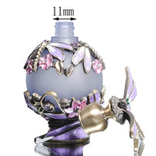 Load image into Gallery viewer, Waltz&F Dragonfly Jeweled Vintage Perfume Bottle Empty Refillable Essential Oil Bottle 25ml (purple)