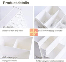 Load image into Gallery viewer, Makeup Organizer With Drawers ?Çö Countertop Organizer for Cosmetics, Vanity Holder for Lipstick, Brushes, Lotions, Eyeshadow, Nail Polish and Jewelry (White)