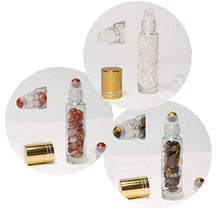 Load image into Gallery viewer, Yippee 7 pcs 10 ml Crystal Essential Oil Roller Bottles Set With Natural Healing Crystal Gemstone Chips Roll On Balls Empty Perfume Glass Bottles Kit