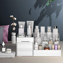 Load image into Gallery viewer, Makeup Organizer With Drawers ?Çö Countertop Organizer for Cosmetics, Vanity Holder for Lipstick, Brushes, Lotions, Eyeshadow, Nail Polish and Jewelry (White)