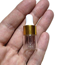 Load image into Gallery viewer, ConStore 100pcs Clear Glass Dropper Bottle Mini Perfume Essential Oil Bottles with Glass Eye Dropper Empty Sample Vial Jar Refillable Cosmetic Containers+3 Dropper+1 Funnel (1ml)