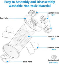 Load image into Gallery viewer, 360 Rotating Makeup Organizer, Great Clear Acrylic Cosmetic Storage Display in Vanity Bathroom and Dresser, Large and Tall for Skincare Cream, Perfume, Lotion and More ( 3 Removable Lipstick Racks )