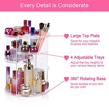 Load image into Gallery viewer, Easyhouse 360?? Rotating Makeup Organizer, Adjustable Multi-Function Cosmetic Storage Organizer, Large Capacity Jewelry Perfumes Display Stand Box (Clear)